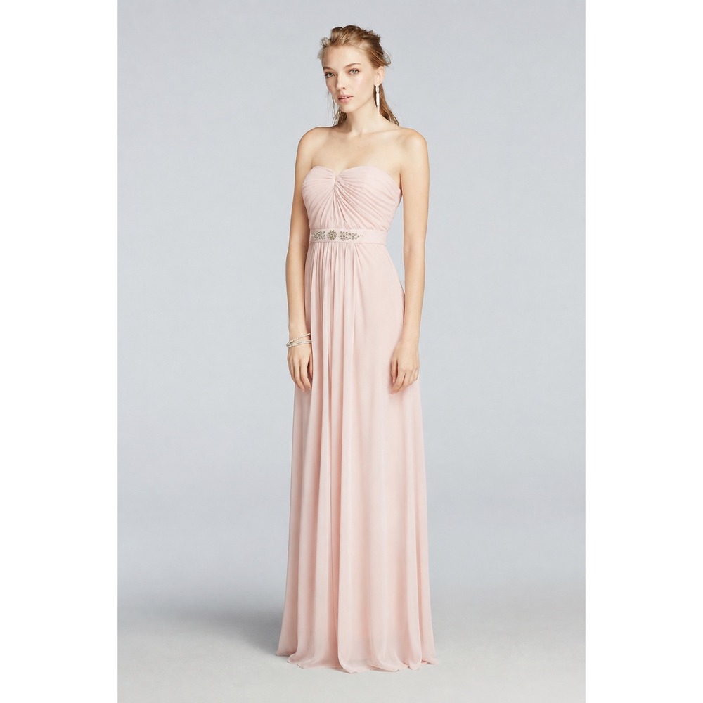 Adrianna Papell Gown Blush Pink Chiffon Beaded Waist Formal‎ Dress 2 Romantic